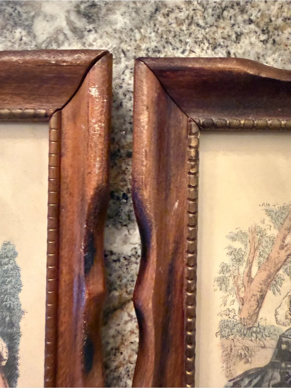 Vintage Post Civil War Art Magazine Pair of Brown Wooden Picture Frames